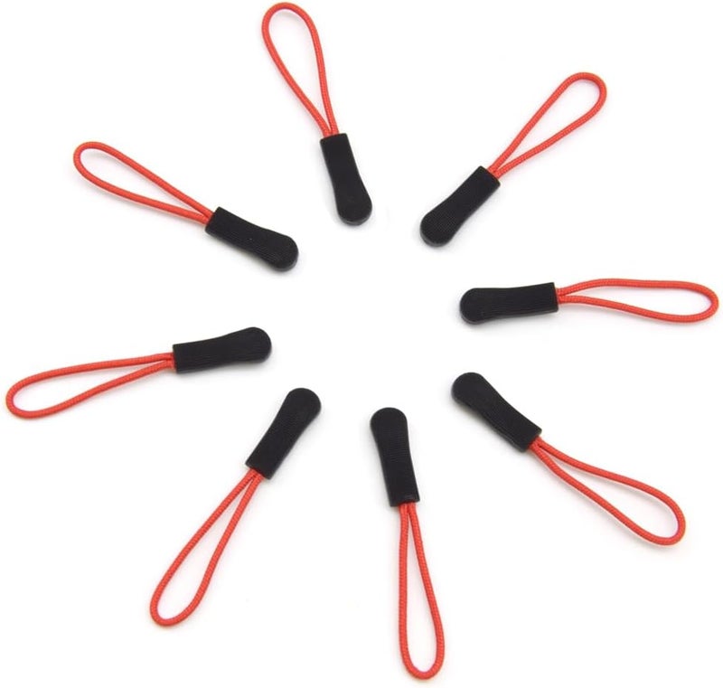 Ruidee 50 Pieces Zipper Pulls Zipper Tabs Zipper Pull Cord Extender Replacement Zipper Pulls for Backpacks, Jackets, Luggage, Purses, Handbags（Red Black） - Image 4
